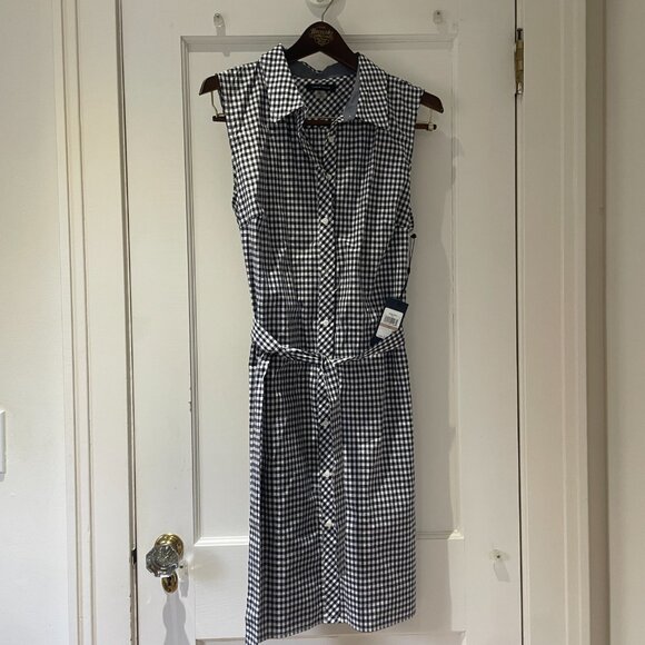 Tommy Hilfiger Women's Gingham-Print Belted Woven Dress Size 12 100% cotton NWT - Picture 2 of 10